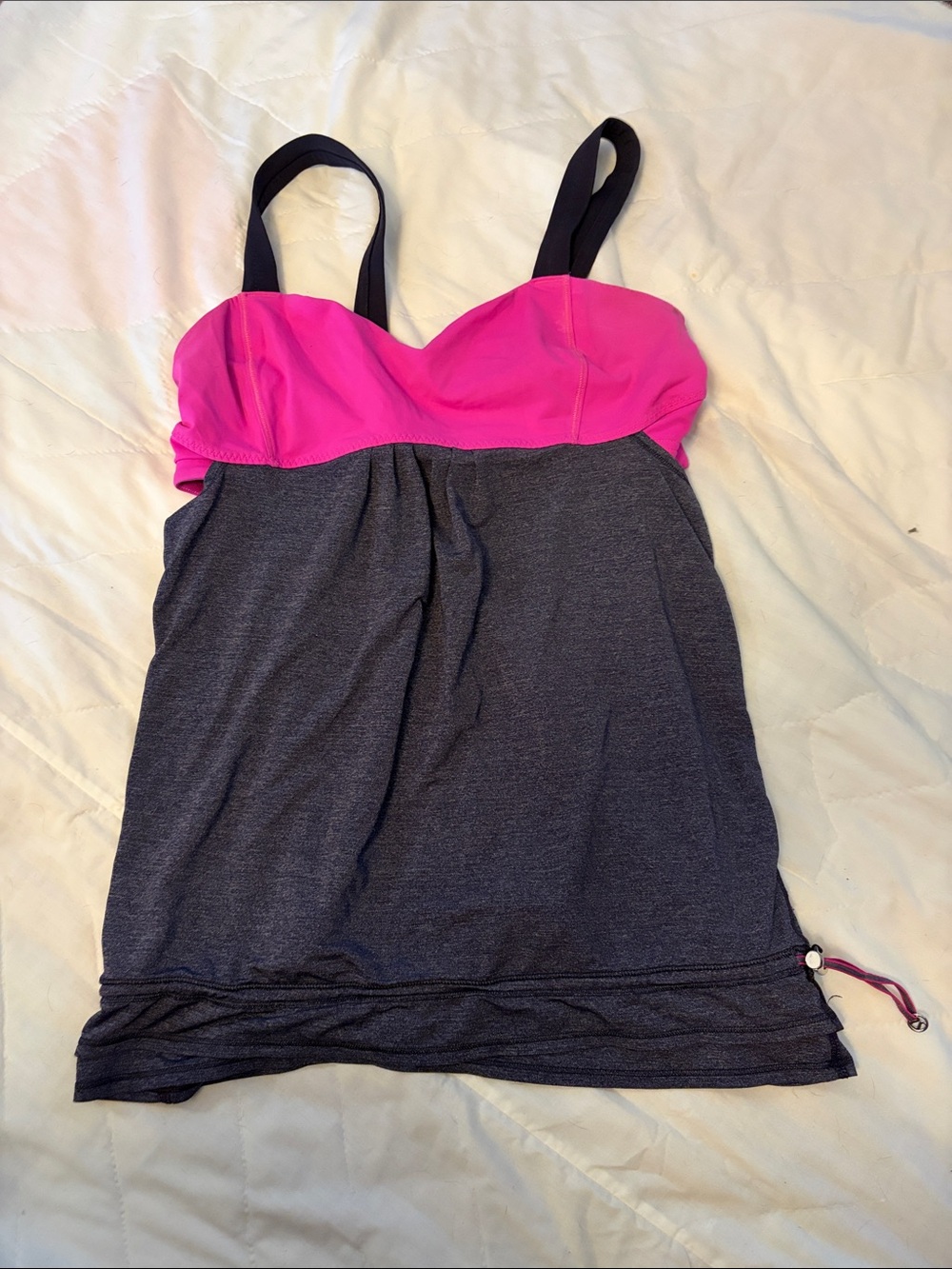 lululemon Black Swan Raspberry Glow Back on Track Tank Top with cinched waist